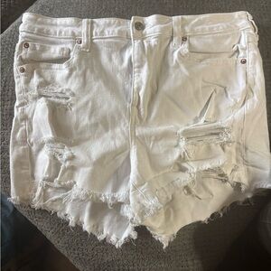 American Eagle White Distressed Jean Shorts